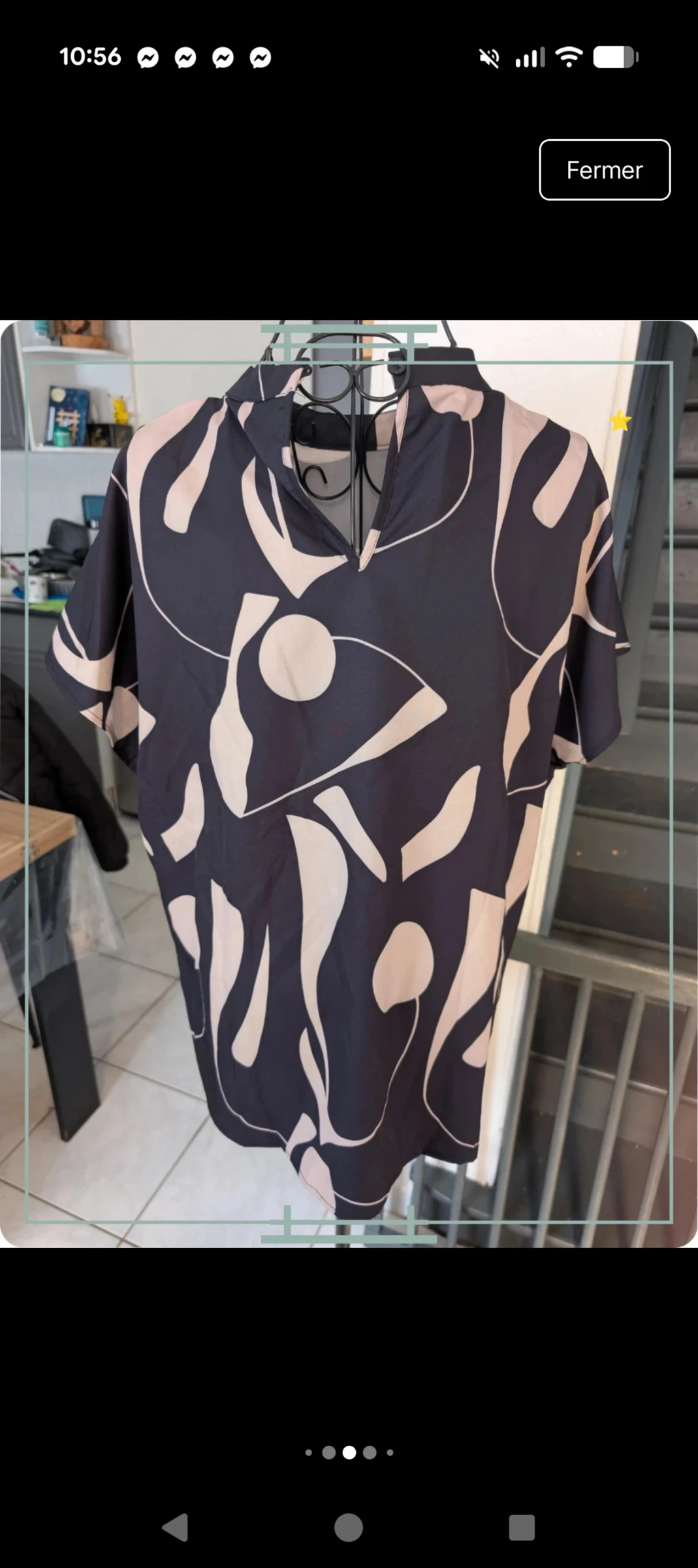 Beautiful abstract printed blouse / top - Black and beige - Size XL – photo 5